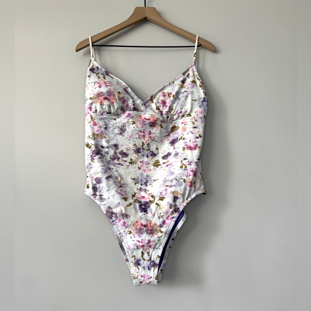 J. Crew Obscura X strappy back kaleidoscope floral one piece swimsuit size 16